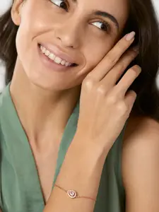 MINUTIAE Women Rose Gold-Toned& White Brass Crystals Link Bracelet