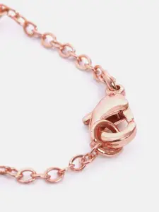 MINUTIAE Women Rose Gold Brass Crystals Rose Gold-Plated Link Bracelet