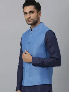 RARE RABBIT Men Lock Slim Fit Solid Woven Nehru Jacket