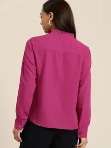 her by invictus Women Magenta Solid Casual Shirt