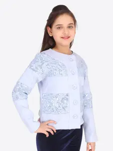 CUTECUMBER Girls Blue Embellished Sweatshirt