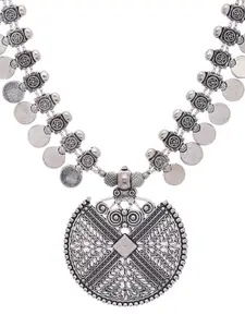 VIRAASI Women SIlver Oxidised Pendant Necklace