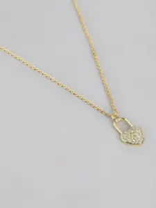 Carlton London Gold-Plated CZ Studded Heart Shaped Pendant with Chain