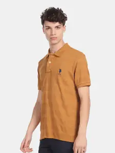 U.S. Polo Assn. U S Polo Assn Men Brown Polo Collar Pockets T-shirt