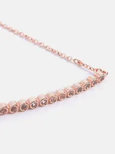 MINUTIAE Women Rose Gold & White Brass Crystals Handcrafted Rose Gold-Plated Link Bracelet