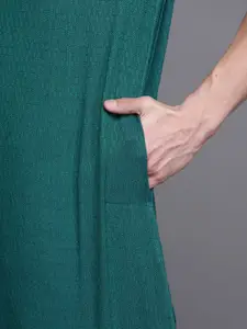 Fabindia Men Green Pure Cotton Woven Design Comfort Fit Kurta