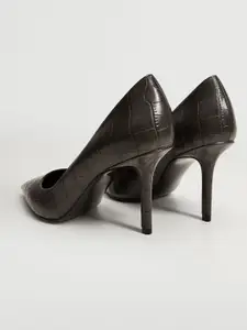 MANGO Charcoal Grey Croc Textured Pumps