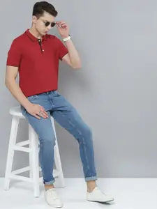 Indian Terrain Men Red Polo Collar Pure Cotton T-shirt