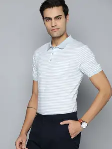 Indian Terrain Men Striped Polo Collar Pure Cotton T-shirt
