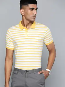Indian Terrain Men Striped Polo Collar Pure Cotton T-shirt