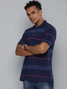 Indian Terrain Striped Polo Collar Pure Cotton T-shirt