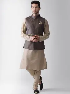 KISAH Men Black  Printed Nehru Jacket