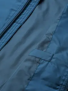 Indian Terrain Men Teal Blue Solid Bomber Jacket