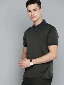 Indian Terrain Geometric Polo Collar Pure Cotton T-shirt