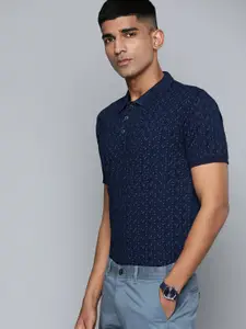 Indian Terrain Men Floral Printed Polo Collar Pure Cotton T-shirt