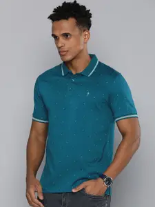 Indian Terrain Geometric Printed Polo Collar Pure Cotton T-shirt