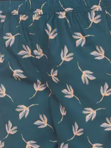 FashionRack Women Beige & Green Pack of 2 Printed Cotton Lounge Pants