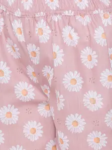 FashionRack Women Pack of 2 Beige & Pink Printed Lounge Pants