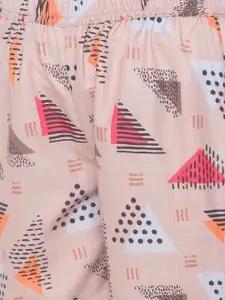 FashionRack Women Beige & Green Pack of 2 Cotton Printed Lounge Pants