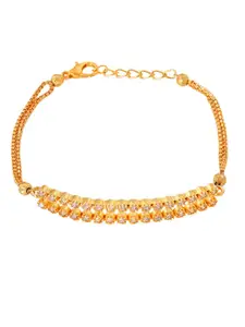 Saraf RS Jewellery Women White & Gold-Toned Brass American Diamond Handcrafted Gold-Plated Link Bracelet