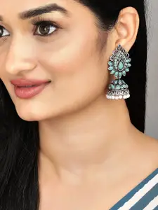 Anouk Silver-Toned Dome Shaped Jhumkas Earrings