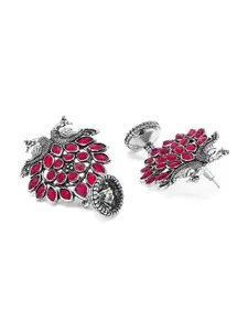 Anouk Silver-Toned Dome Shaped Drop Earrings