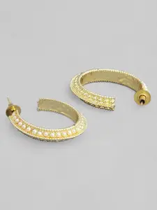 Anouk Gold-Toned Crescent Shaped Hoop Earrings