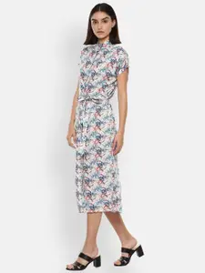 Van Heusen Woman Cream-Coloured Floral A-Line Midi Dress