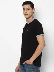 Allen Solly Men Black Polo Collar Applique T-shirt