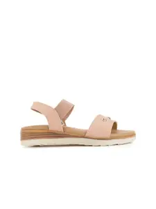 Bata Peach-Coloured Flatform Sandals