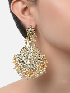 Zaveri Pearls Gold-Toned Traditional Kundan Studded Chandbalis Earrings