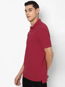 SIMON CARTER LONDON Men Maroon Solid Pure Cotton Polo Collar Slim Fit T-shirt