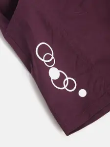 toothless Girls Wine & White Pure Cotton Geometric Print Skirt