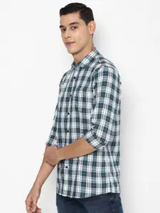 Allen Solly Sport Men Blue & White Tartan Checks Opaque Checked Casual Shirt