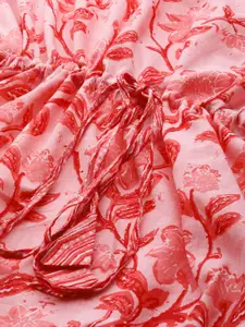 Libas Pink Cotton Printed Kaftan Night Dress