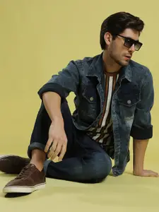 Campus Sutra Men Blue Washed Lightweight Denim Jacket