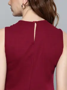 SASSAFRAS Maroon A-Line Midi Dress