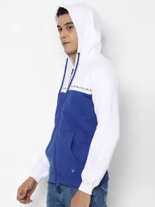 Allen Solly Men Blue Colourblocked Hooded Sweatshirt