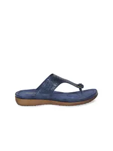 Rocia Women Navy Blue T-Strap Flats