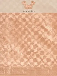 Saree mall Peach-Coloured Floral Silk Blend Banarasi Saree