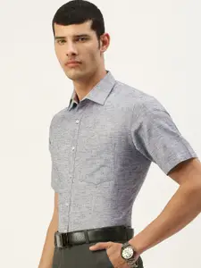 IVOC Men Navy Blue Formal Shirt