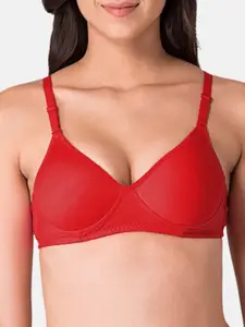 KOMLI Red & Black Pack of 3 T-shirt Bras-Lightly Padded