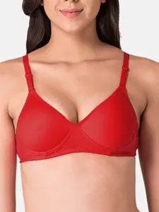 KOMLI Pack of 2 Red & Magenta T-shirt Bra Lightly Padded