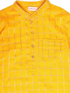 My Little Lambs Boys Blue Woven Design Kurta