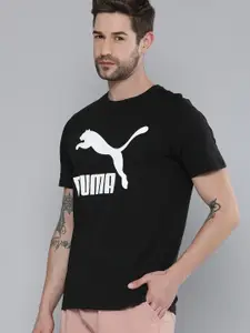 Puma Men Black & White Brand Logo Printed T-shirt