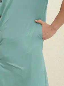 House of Pataudi Men Turquoise Blue Rozana Kurta