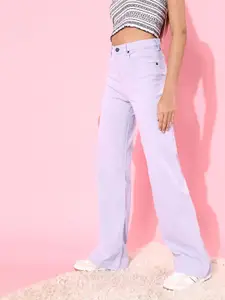 Moda Rapido Women Charming Lavender Flared Fit Stretchable Jeans