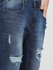 HIGHLANDER Men Blue Slim Fit Mildly Distressed Heavy Fade Stretchable Jeans