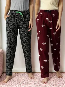 Kryptic Women Pack Of 2 Printed Pure Cotton Lounge Pants