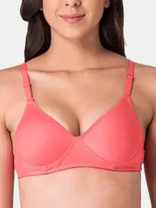 KOMLI Pack of 2 Coral & Pink T-shirt Bra Lightly Padded